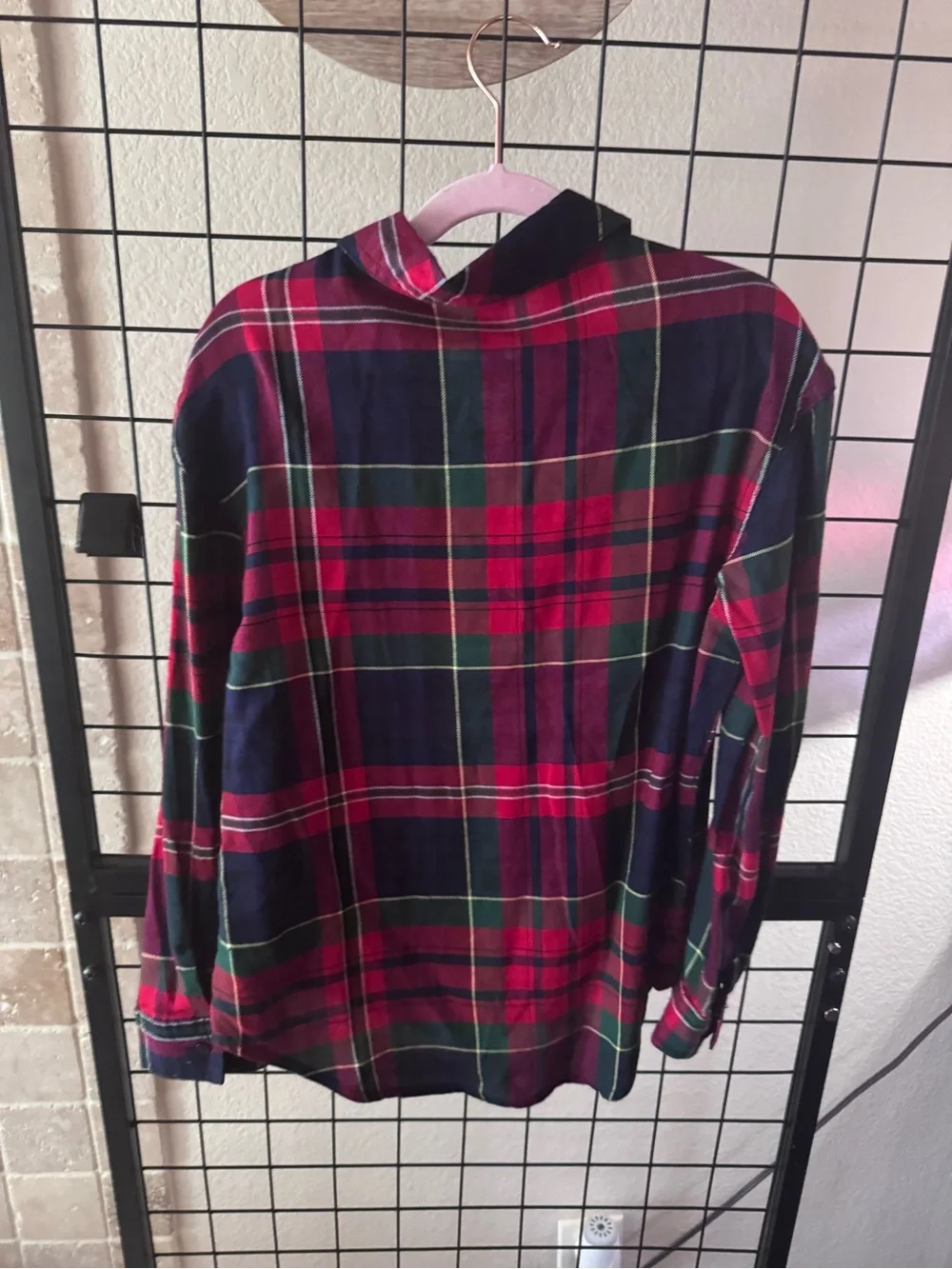 Justice Girls Plaid Long Sleve Button Up  Size 10 - NWOT - Christmas Plaid